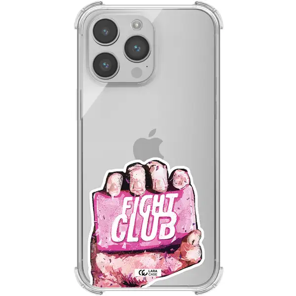a hand holding a pink bag Apple iPhone 14 pro max Clear PC Case