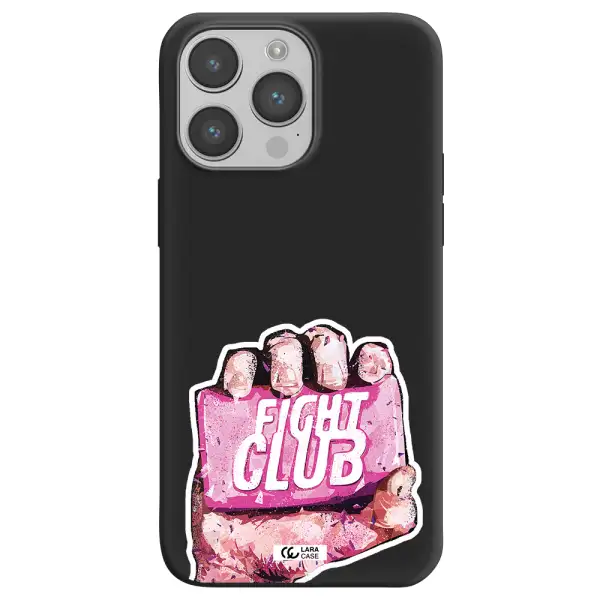 a hand holding a pink bag Apple iPhone 14 pro Silicone black Case