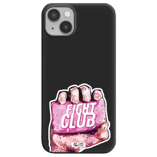 a hand holding a pink bag Apple iPhone 14 Silicone black Case