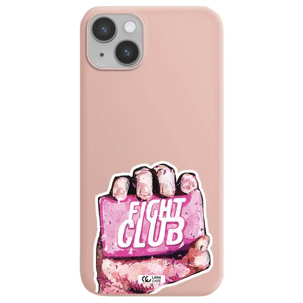 a hand holding a pink bag Apple iPhone 14 Silicone pastel pink Case