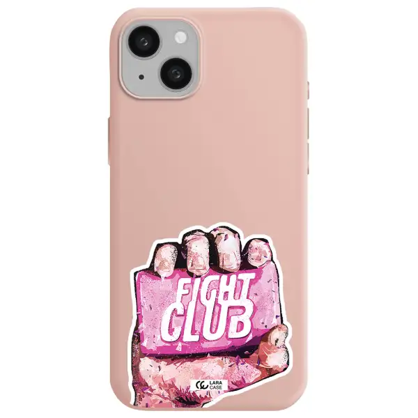 a hand holding a pink bag Apple iphone 15 plus Silicone pastel pink Case