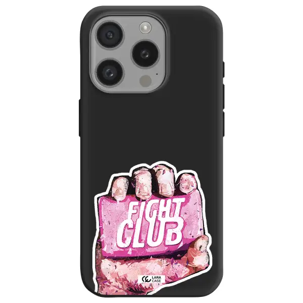 A Hand Holding A Pink Bag Apple Iphone 15 Pro Silicone Black Case