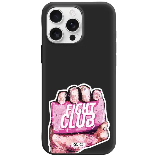 A Hand Holding A Pink Bag Apple Iphone 16 Pro Max Silicone Black Case