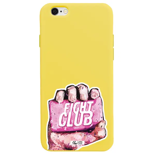 a hand holding a pink bag Apple iPhone 6 Silicone canary yellow Case