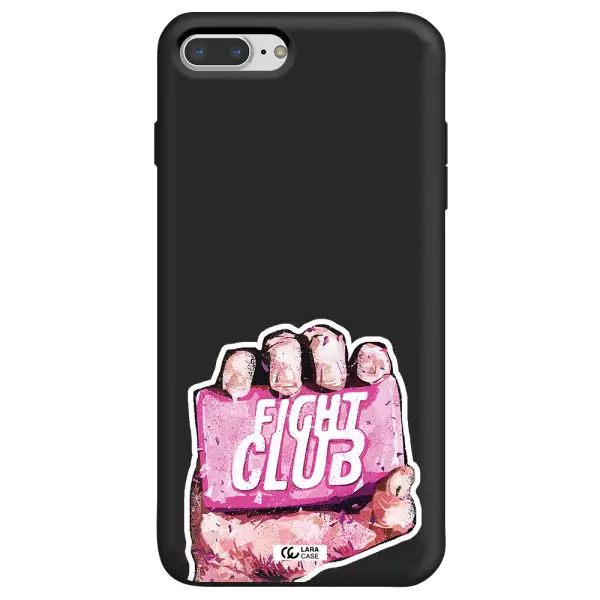 a hand holding a pink bag Apple iPhone 8 plus Silicone black Case