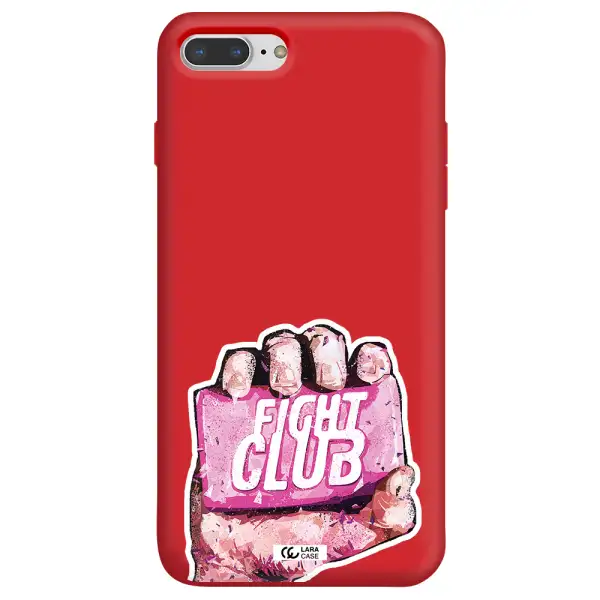 a hand holding a pink bag Apple iPhone 8 plus Silicone Imperial Red Case