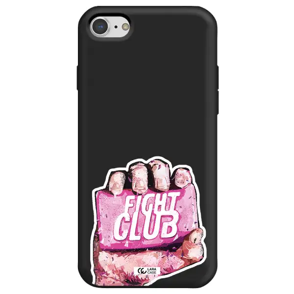 a hand holding a pink bag Apple iPhone 8 Silicone black Case