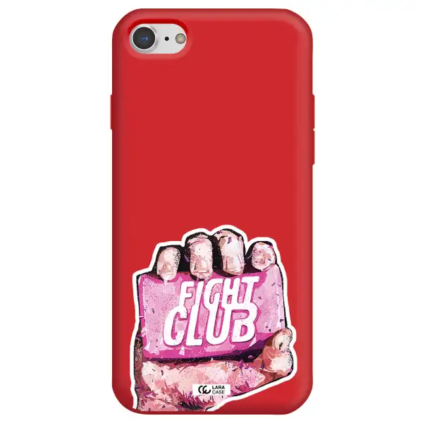 a hand holding a pink bag Apple iPhone 8 Silicone Imperial Red Case