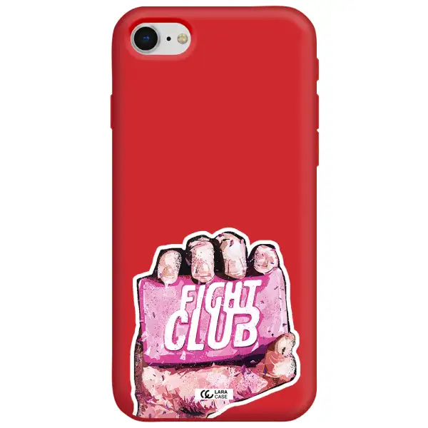 a hand holding a pink bag Apple iPhone se 2020 Silicone Imperial Red Case