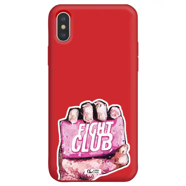 a hand holding a pink bag Apple iPhone X Silicone Imperial Red Case