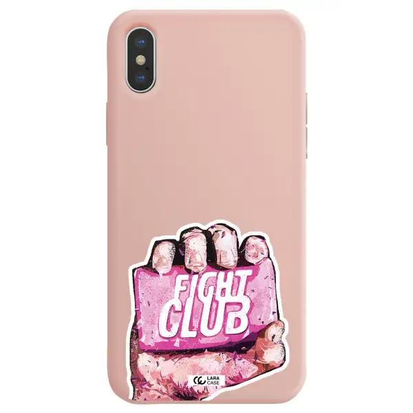 a hand holding a pink bag Apple iPhone X Silicone pastel pink Case