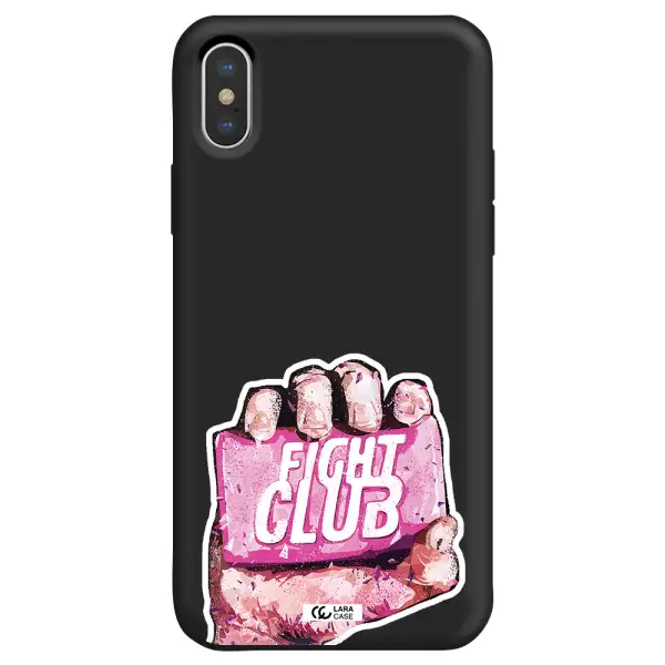 a hand holding a pink bag Apple iPhone XS Silicone black Case