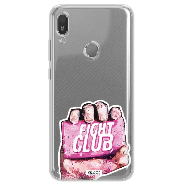 a hand holding a pink bag Huawei Y6 2019 Clear TPU Case