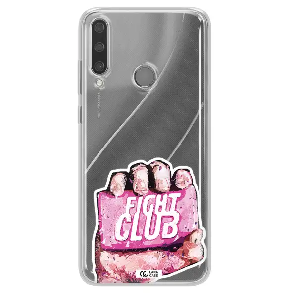 a hand holding a pink bag Huawei Y6P Clear TPU Case