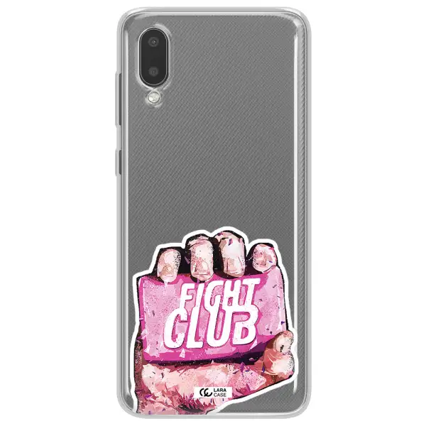 a hand holding a pink bag Samsung A02 Clear TPU Case
