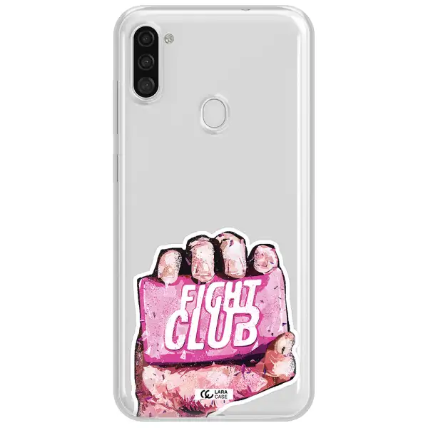 a hand holding a pink bag Samsung A11 Clear TPU Case