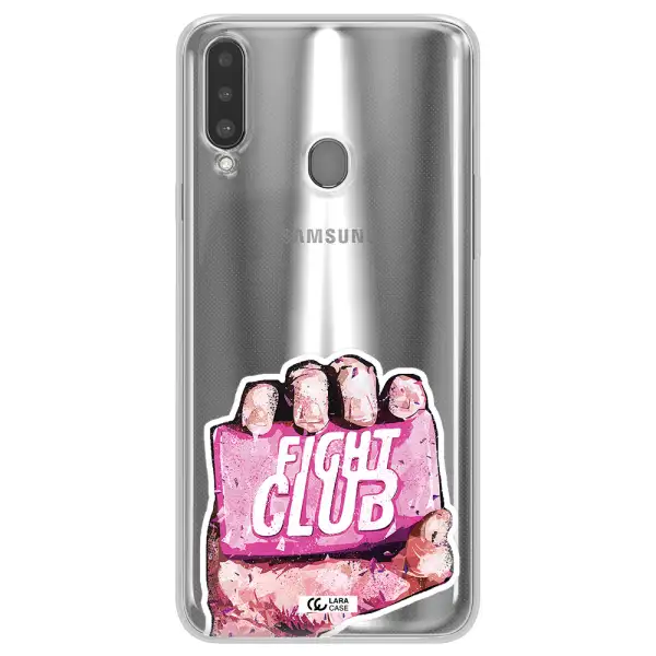 a hand holding a pink bag Samsung A20S Clear TPU Case