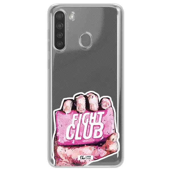 a hand holding a pink bag Samsung A21 Clear TPU Case