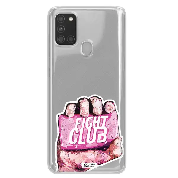 a hand holding a pink bag Samsung A21S Clear TPU Case