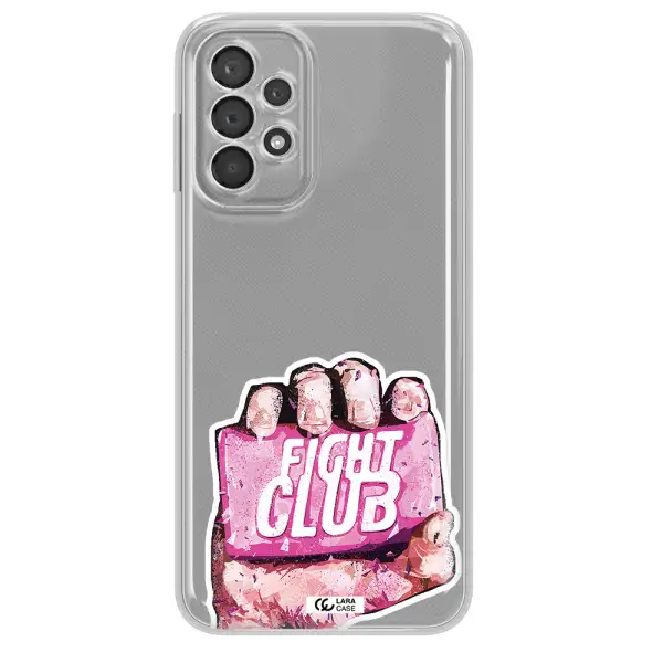 A Hand Holding A Pink Bag Samsung A23 5G Clear Tpu Case