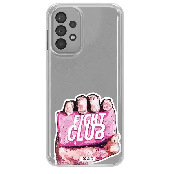 a hand holding a pink bag Samsung A23 Clear TPU Case