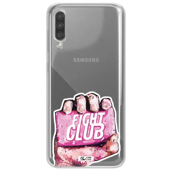a hand holding a pink bag Samsung A30S Clear TPU Case