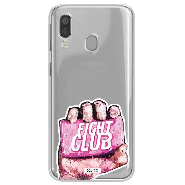 a hand holding a pink bag Samsung A40 Clear TPU Case