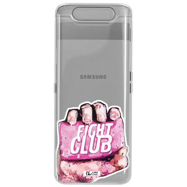 a hand holding a pink bag Samsung A80 Clear TPU Case