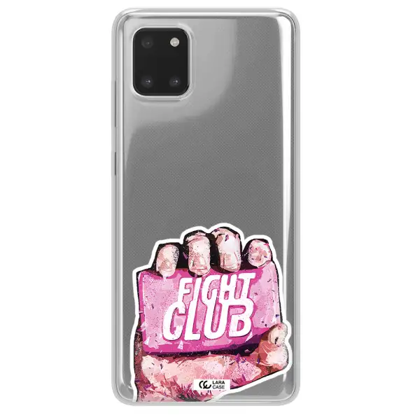 a hand holding a pink bag Samsung A81 Clear TPU Case