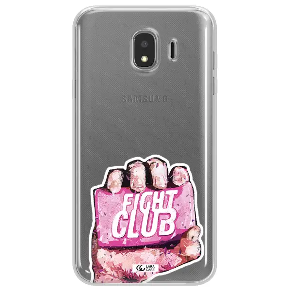 a hand holding a pink bag Samsung J4 Clear TPU Case
