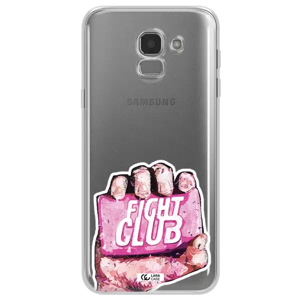 a hand holding a pink bag Samsung J6 Clear TPU Case