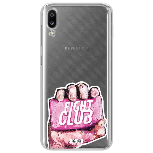 a hand holding a pink bag Samsung M10 Clear TPU Case