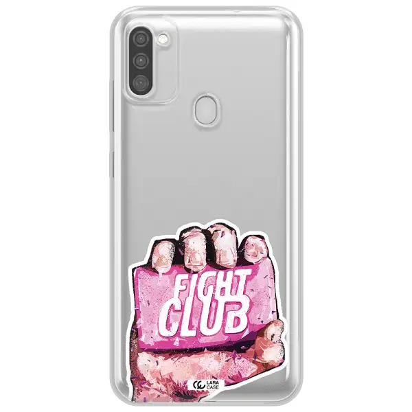 a hand holding a pink bag Samsung M11 Clear TPU Case