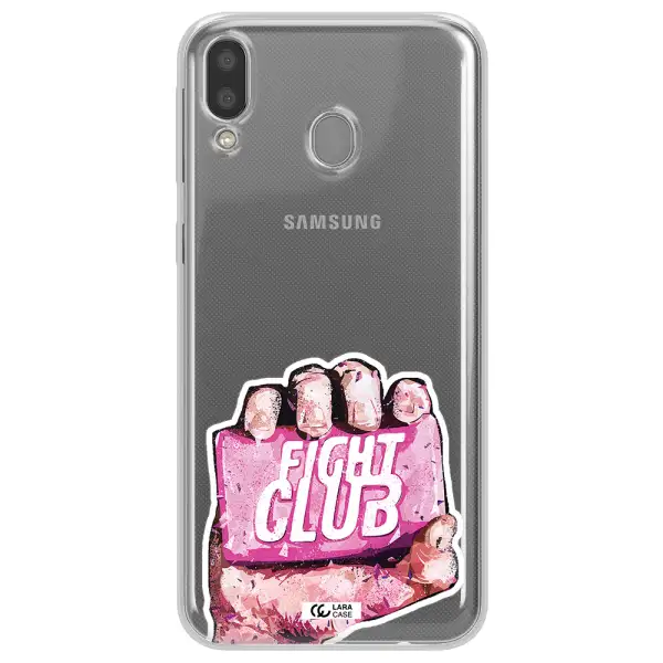a hand holding a pink bag Samsung M20 Clear TPU Case