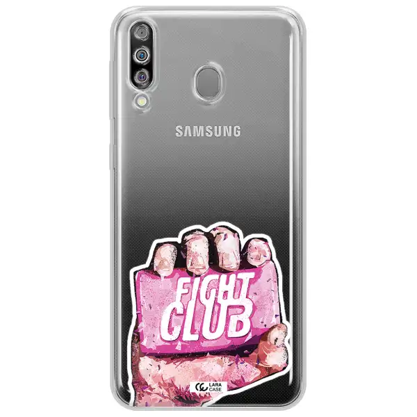 a hand holding a pink bag Samsung M30 Clear TPU Case