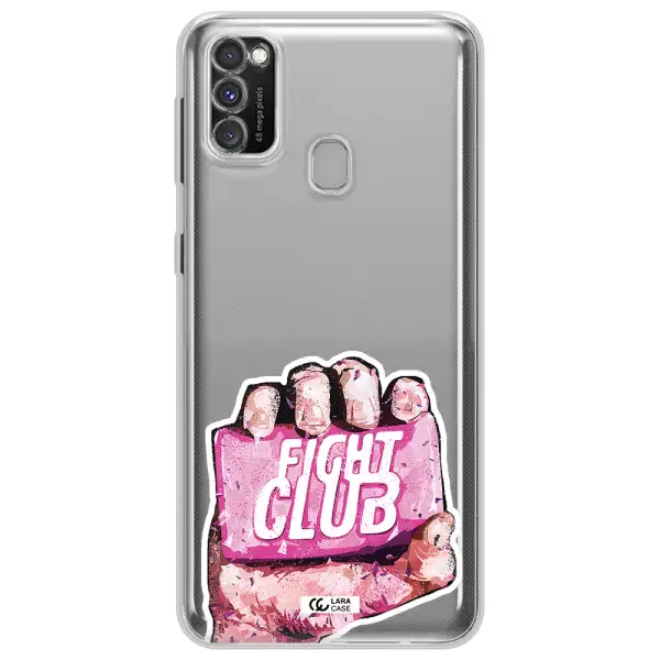 a hand holding a pink bag Samsung M30S Clear TPU Case