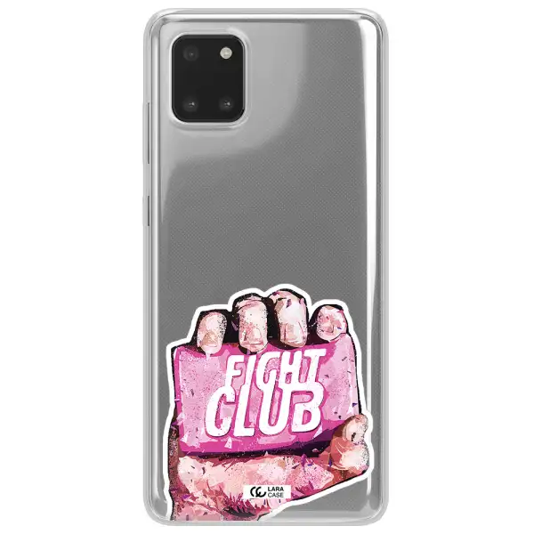 a hand holding a pink bag Samsung Note 10 Lite Clear TPU Case