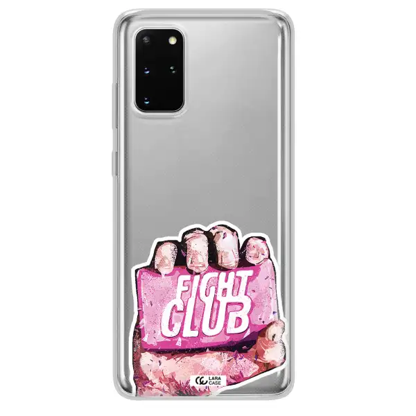a hand holding a pink bag Samsung S 20 Plus Clear TPU Case