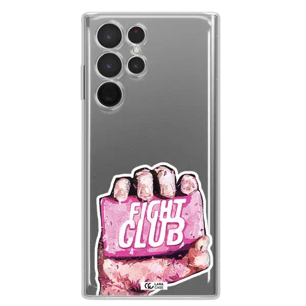 a hand holding a pink bag Samsung S 22 Ultra Clear TPU Case