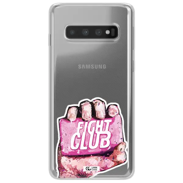 a hand holding a pink bag Samsung S10 Clear TPU Case