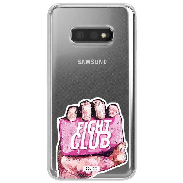 a hand holding a pink bag Samsung S10e Clear TPU Case