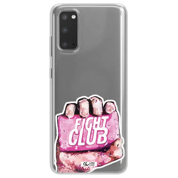 a hand holding a pink bag Samsung S20 Clear TPU Case