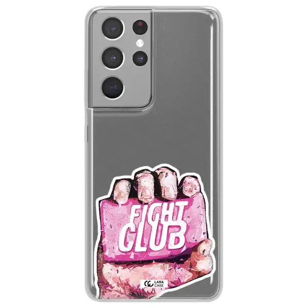 a hand holding a pink bag Samsung S21 Ultra Clear TPU Case