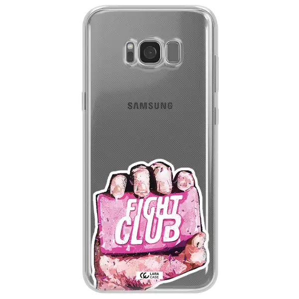 a hand holding a pink bag Samsung S8 Clear TPU Case