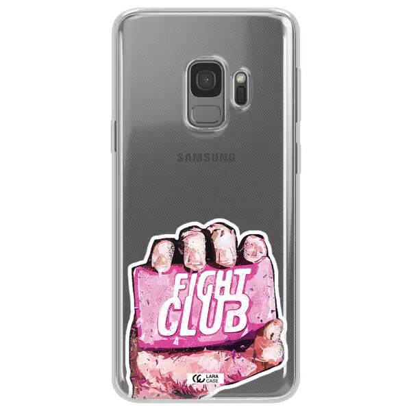 a hand holding a pink bag Samsung S9 Clear TPU Case