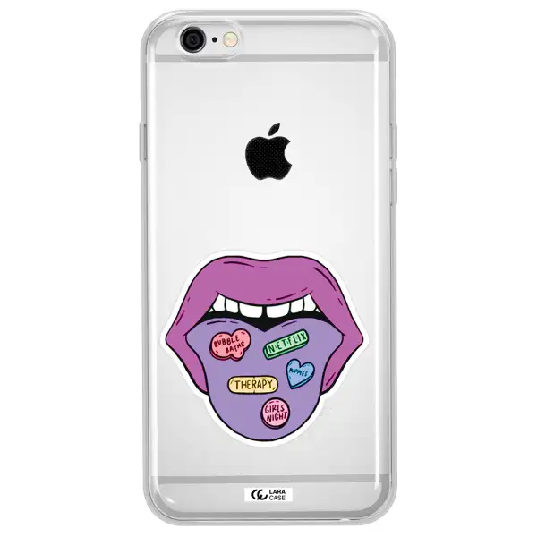 a purple lips with different colored hearts on it Apple iPhone 6 plus Clear TPU Case