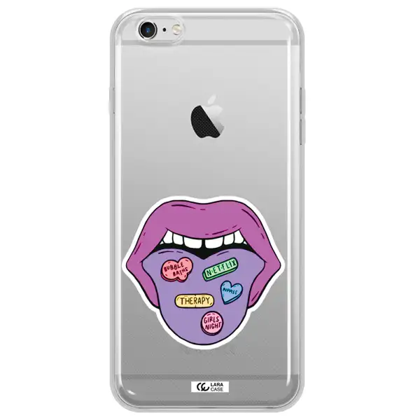 a purple lips with different colored hearts on it Apple iPhone 6 s plus Clear TPU Case