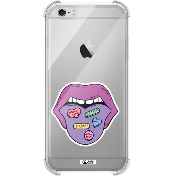 a purple lips with different colored hearts on it Apple iPhone 6S Clear PC Case