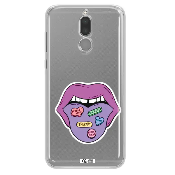 a purple lips with different colored hearts on it Huawei Mate 10 Lite Clear TPU Case