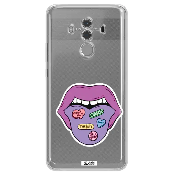a purple lips with different colored hearts on it Huawei Mate 10 Pro Clear TPU Case